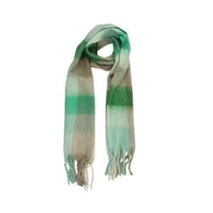 * Grey - minty Oversized checked fringed scarf