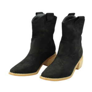 Suede ankle boots with wooden block heel