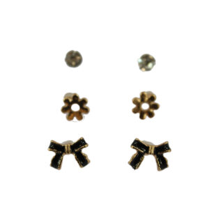 Set x3 Diamond, flower and bow stud