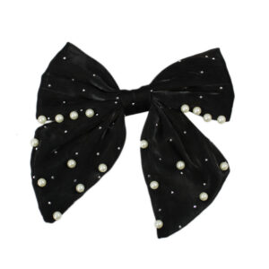 Beaded Bowknot Yarn Chiffon Hair Clip