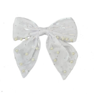 Beaded Bowknot Yarn Chiffon Hair Clip