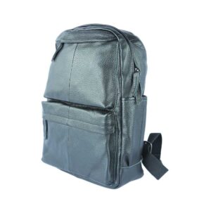 Leather backpack with front pockets