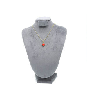 Gold Chain Red Clover Necklace