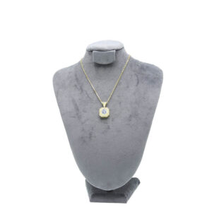 Gold Square Crystal Pendant Necklace
