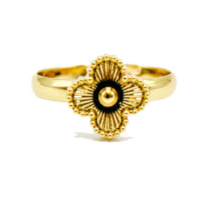 All-Gold Textured Clover Ring