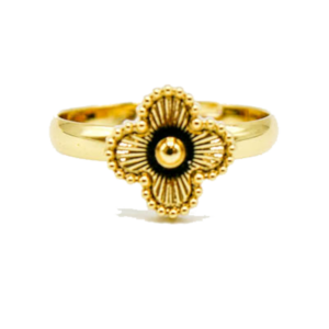 All-Gold Textured Clover Ring