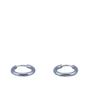 Silver-toned stainless steel small hoop earrings.