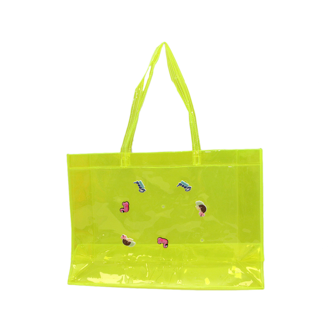 Transparent colourful beach tote.