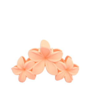 Double plumeria flower hair claw with a smooth matte finish and secure grip design.