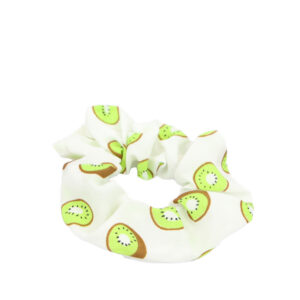 Printed fabric scrunchie with elastic hold for everyday styling.