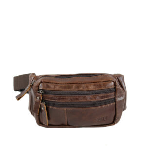 Real Leather Two Zip Bum Bag