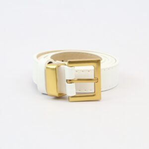 Slim womens belt with modern metal detail and adjustable fit for everyday styling.
