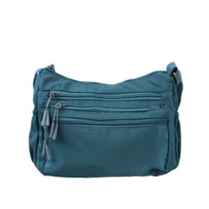 Multi-pocket crossbody bag with zip compartments and adjustable strap for practical everyday use.