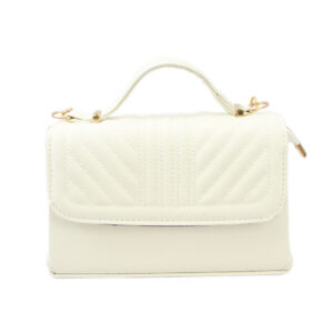 Structured flap handbag with quilted detail and top handle for everyday and occasion wear.