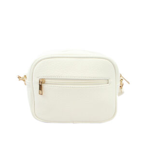 Crossbody bag with compact structured design, front zip pocket and top zip closure for everyday use.