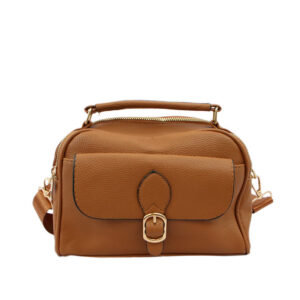 Crossbody bag with structured compact design, front flap pocket and buckle detail with zip closure for everyday use.