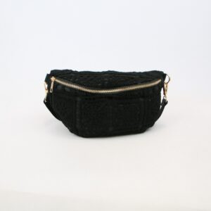 Curved shape with lace-style detailing and zip closure bum bag