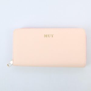 Classic zip around long wallet with multiple compartments for cards and cash.