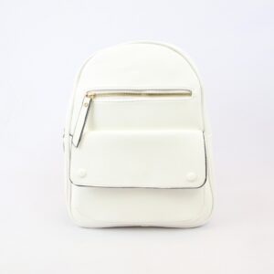 Structured women?s backpack with top zip closure, front zip compartment and flap pocket for daily use.