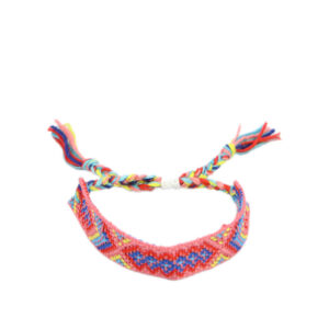 Woven adjustable bracelet with multicolor thread design for casual everyday wear.