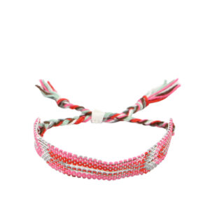 Woven adjustable bracelet with multicolor thread design for casual everyday wear.