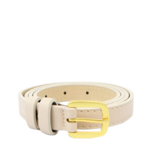 Slim womens belt with classic buckle and adjustable fit for everyday wear.