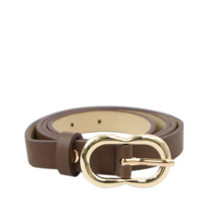 Slim womens belt with classic buckle and adjustable fit for everyday wear.