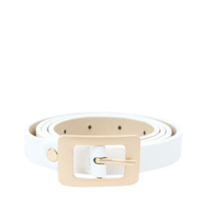 Slim womens belt with classic buckle and adjustable fit for everyday wear.