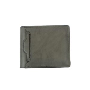 Minimalist bifold wallet with card slot detail and slim pocket design.