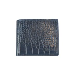 Crocodile texture bifold wallet with classic slim pocket design.