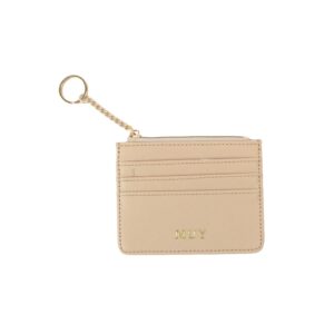 Slim card holder with zip coin pocket and multiple card slots.