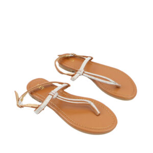 Slim strap design with a soft flat footbed sandal