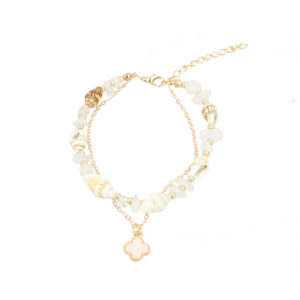 Shell beaded anklet with chain detail