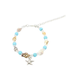 Shell and bead anklet with star charm