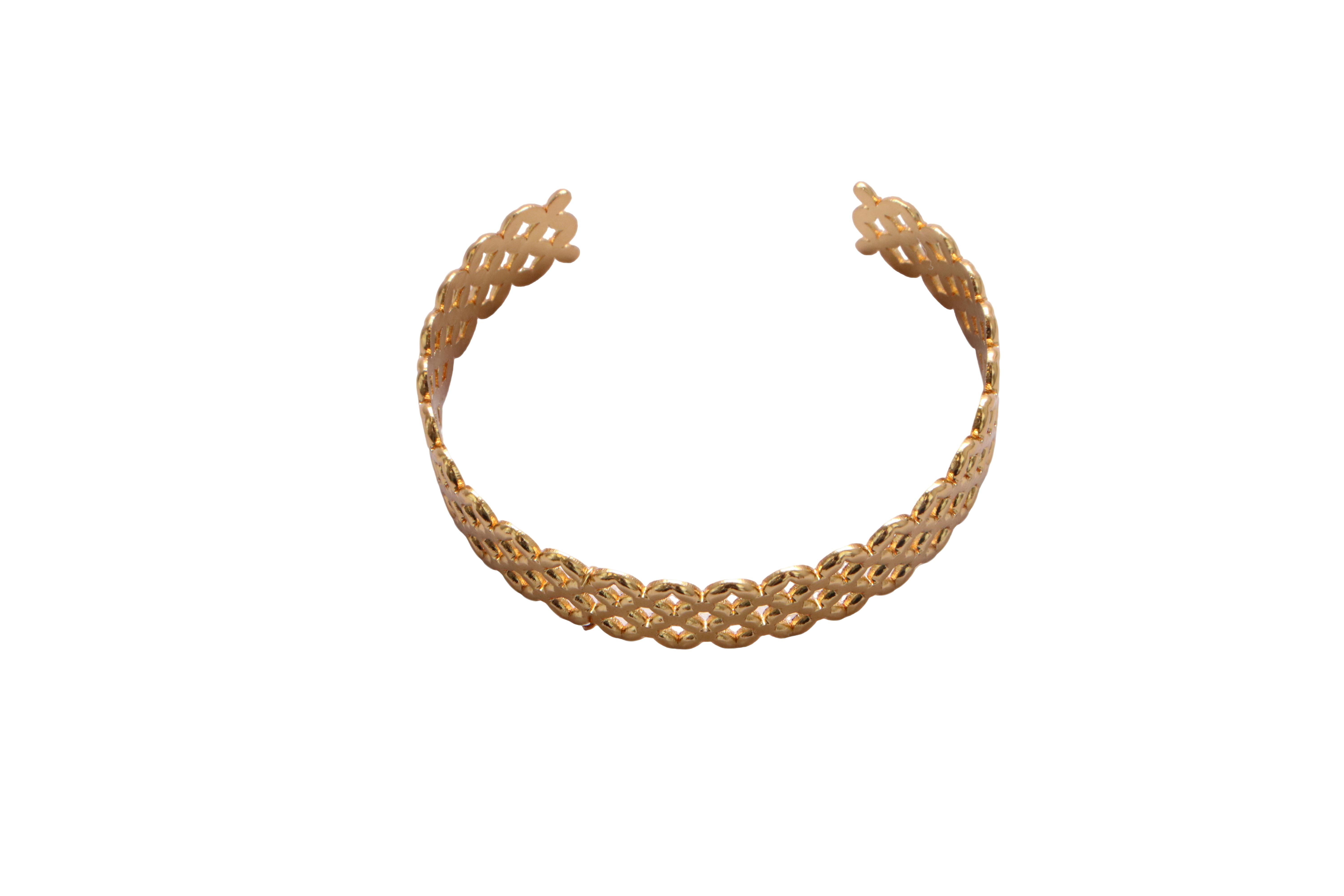 Stainless Steel 18k Gold Plated Scalloped Edge Bracelet