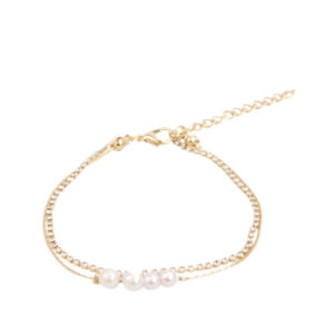 Layered anklet with pearl style beads and crystal chain detail