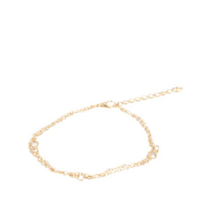 Gold-tone layered anklet with crystal accents