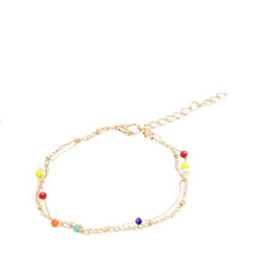 Gold-tone anklet with colourful bead details