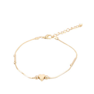Gold anklet with black heart charm
