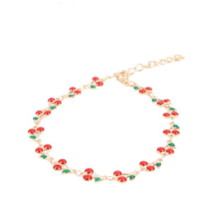 Gold anklet with cherry charm