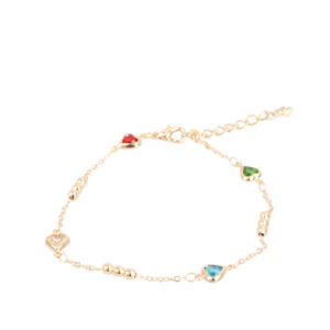 Gold chain anklet with heart charms