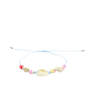 Sea-inspired bracelet with mixed charms and bead detailing on an adjustable cord.