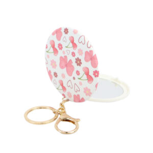 Heart shaped cherry print pocket mirror
