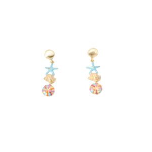 Sea themed drop earrings mixed textured details.