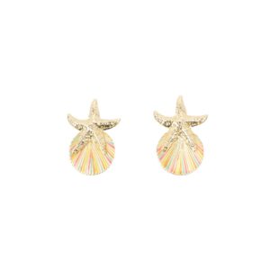 Sea themed drop earrings mixed textured details.