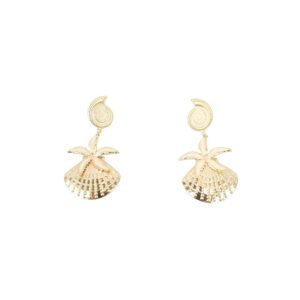 Sea themed drop earrings mixed textured details.