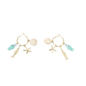 Sea themed drop earrings mixed textured details.