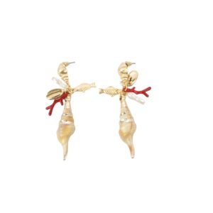 Sea themed drop earrings mixed textured details.