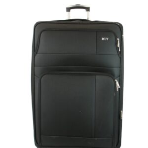 Large expandable soft suitcase with smooth rolling wheels