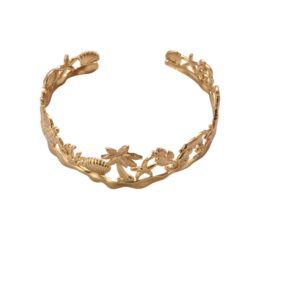 Gold-Plated Stainless Steel Leaf Design Bracelet